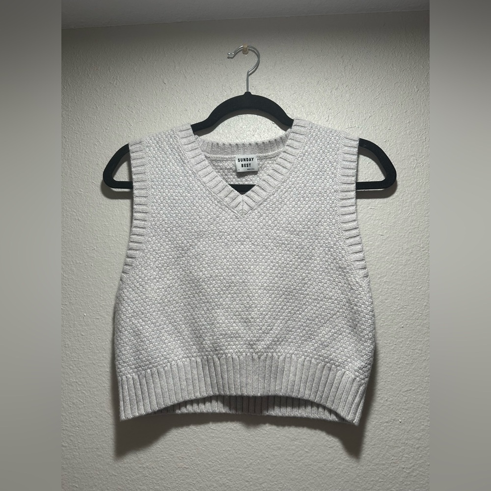 Grey Sunday Best Sweater Vest, Cropped, Women’s Size Small.